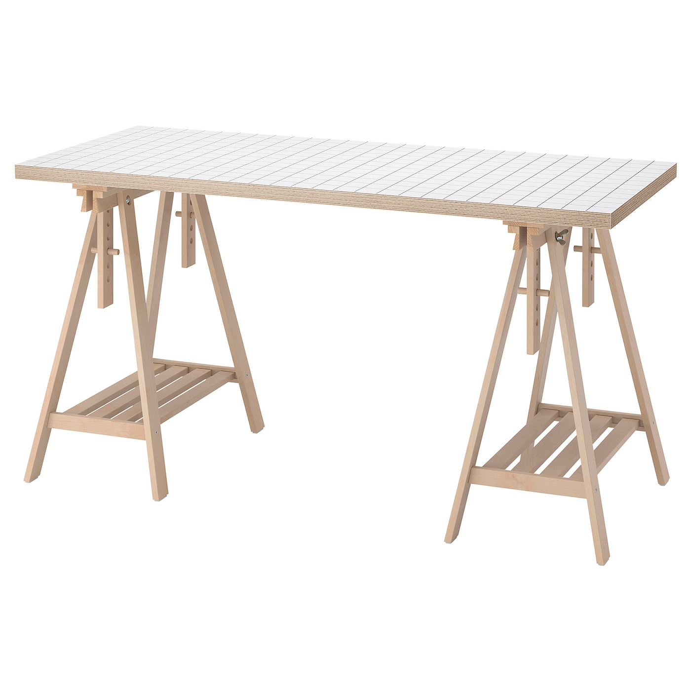 IKEA LAGKAPTEN / MITTBACK biurko, biały antracyt/brzoza, 140x60 cm
