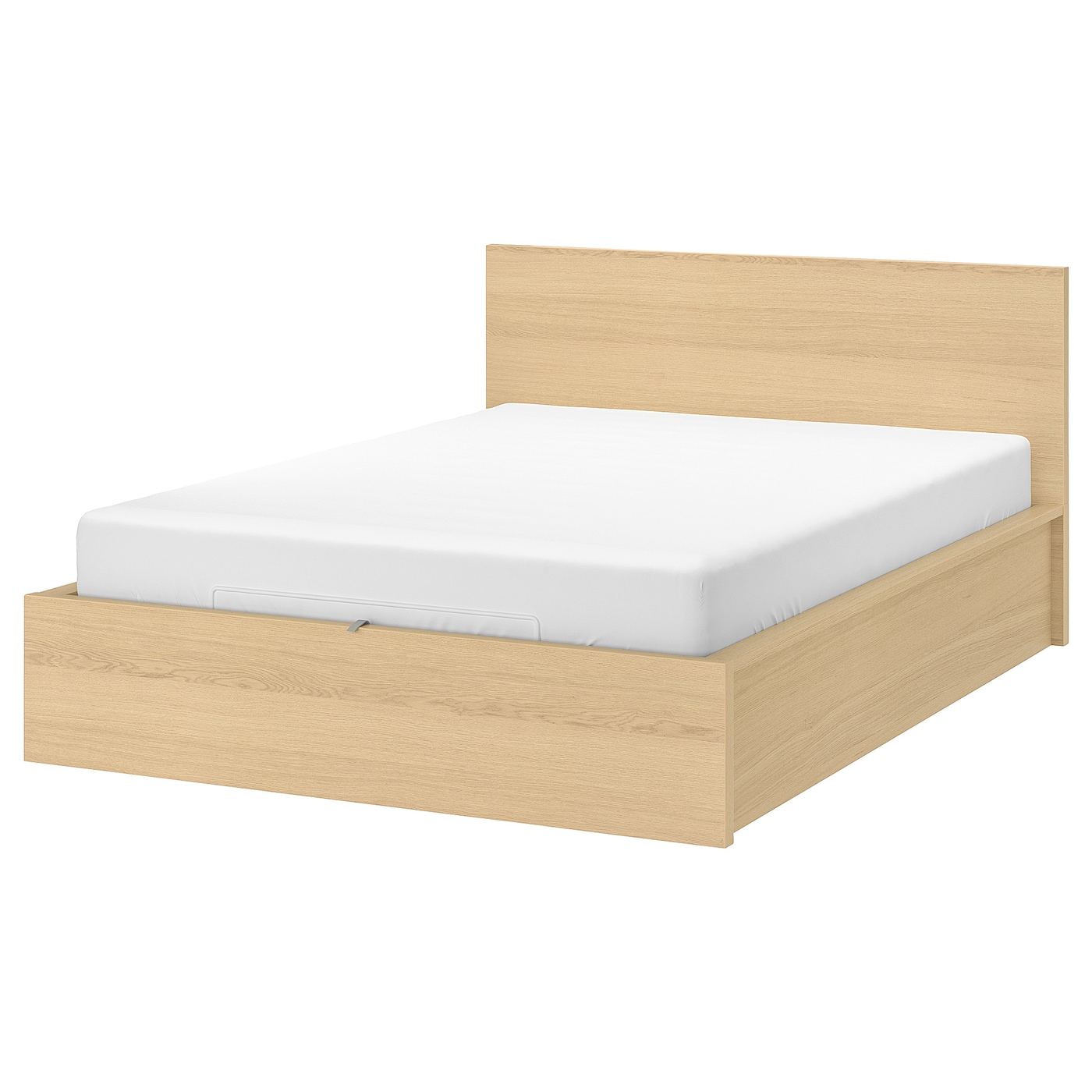 IKEA MALM łóżko z pojemnikiem, okleina dębowa bejcowana na biało, 160x200 cm