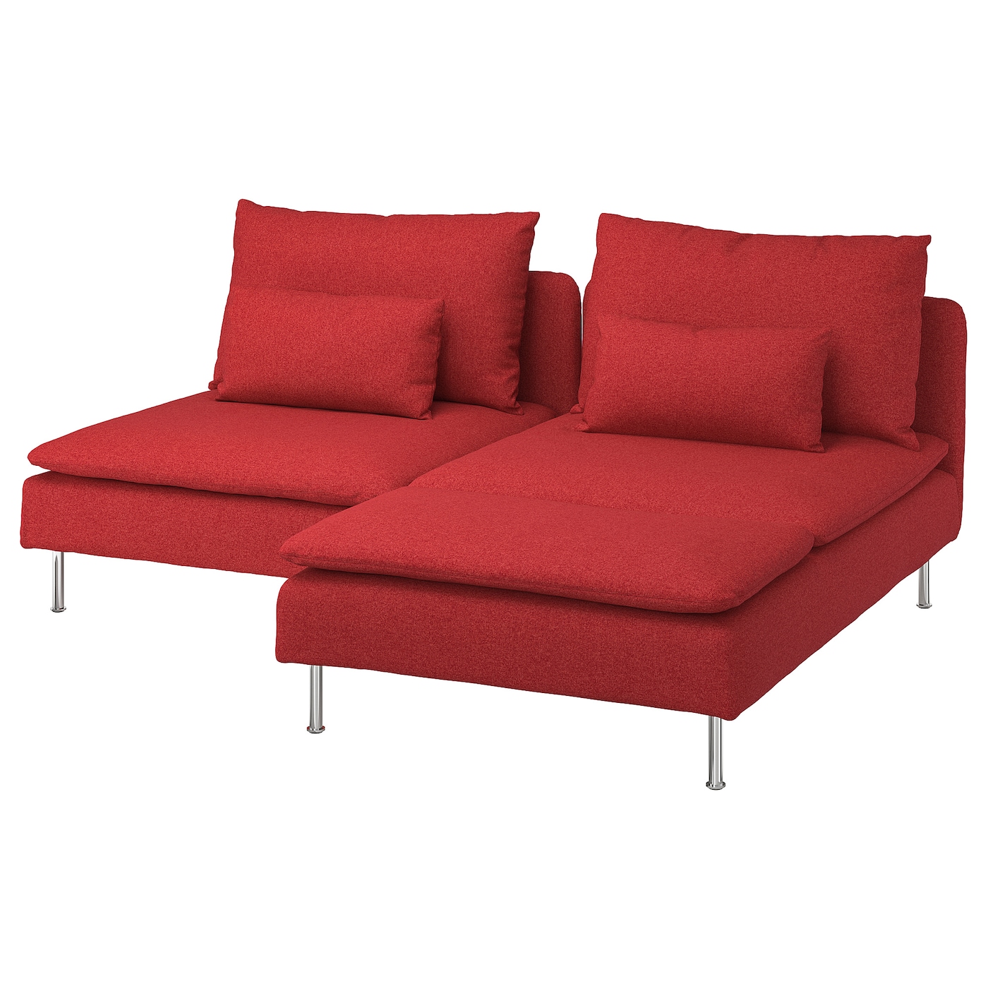 IKEA SÖDERHAMN Sofa 2-os. z leżanką, Tonerud czerwony, Wysokość z poduchami oparcia: 83 cm