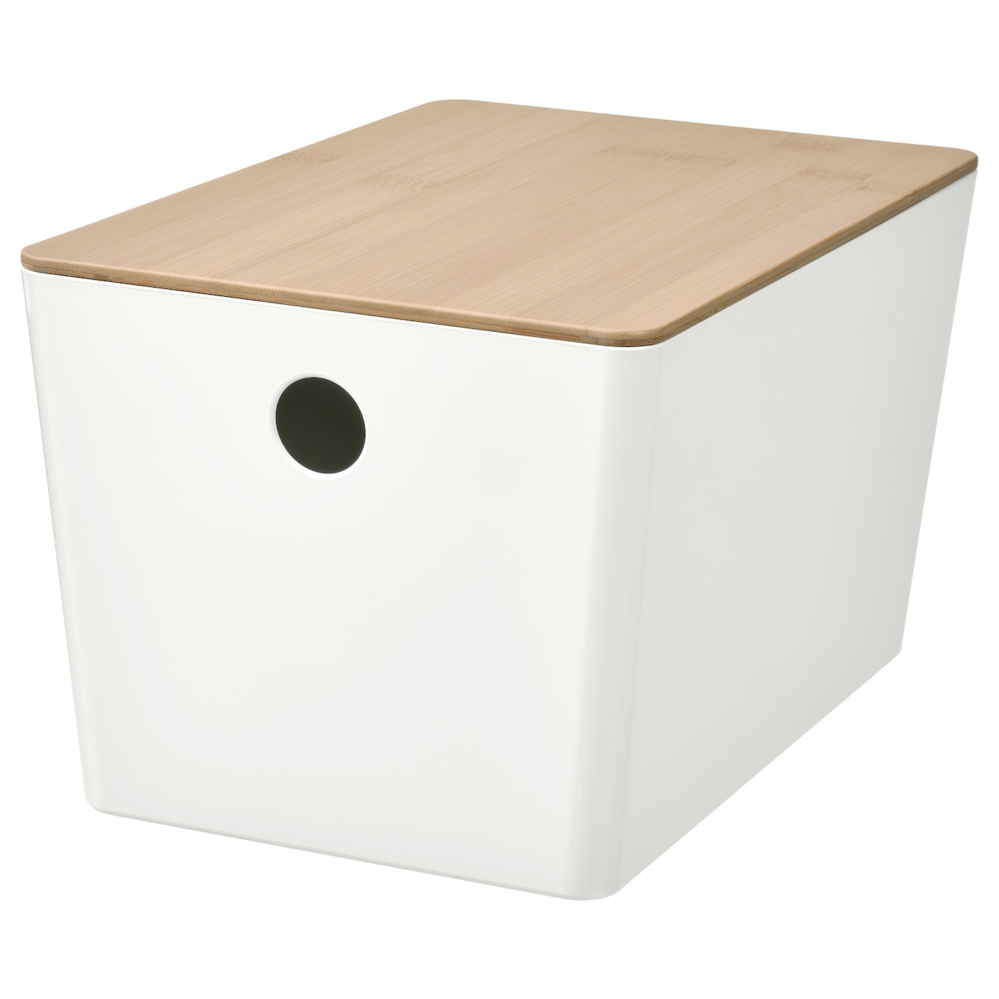 IKEA KUGGIS pojemnik z pokrywką, biały/bambus, 18x26x15 cm