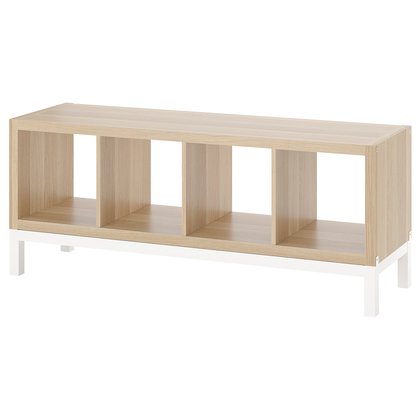 IKEA KALLAX regał z ramą nośną, imitacja dębu bejcowanego na biało/biały, 147x59 cm