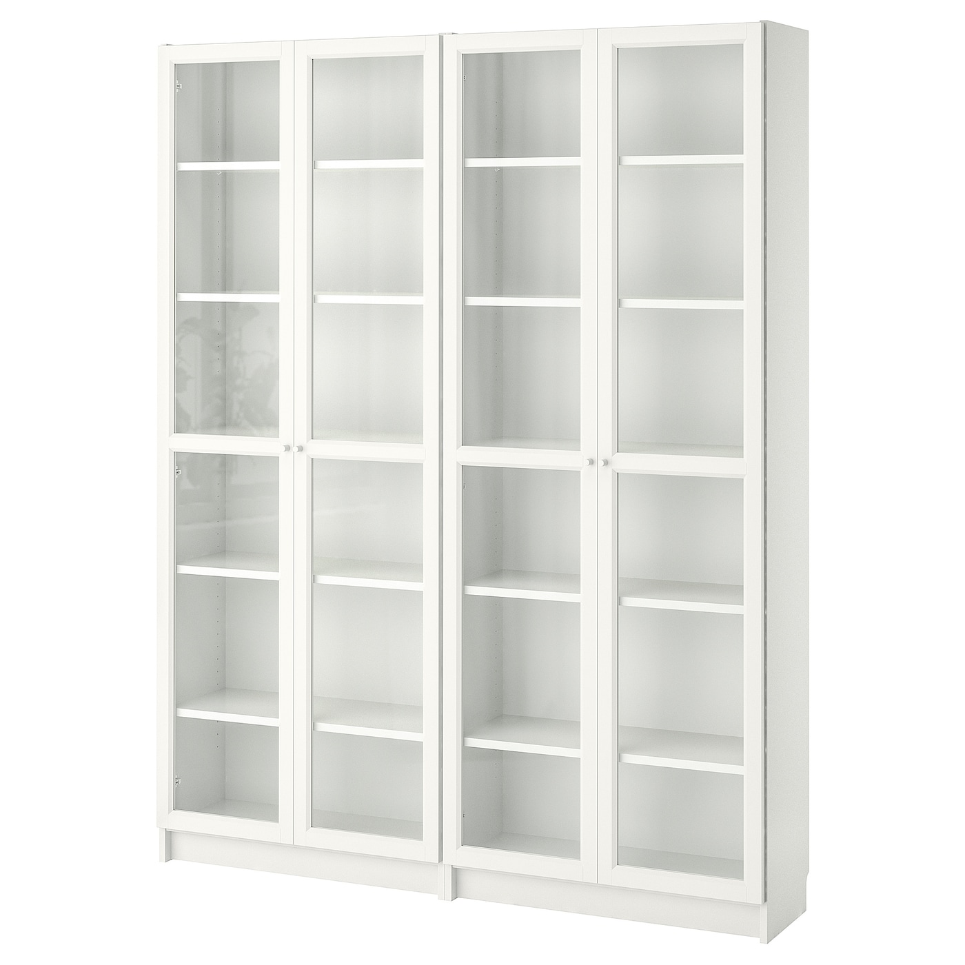 IKEA BILLY / OXBERG regał, biały/szkło, 160x30x202 cm