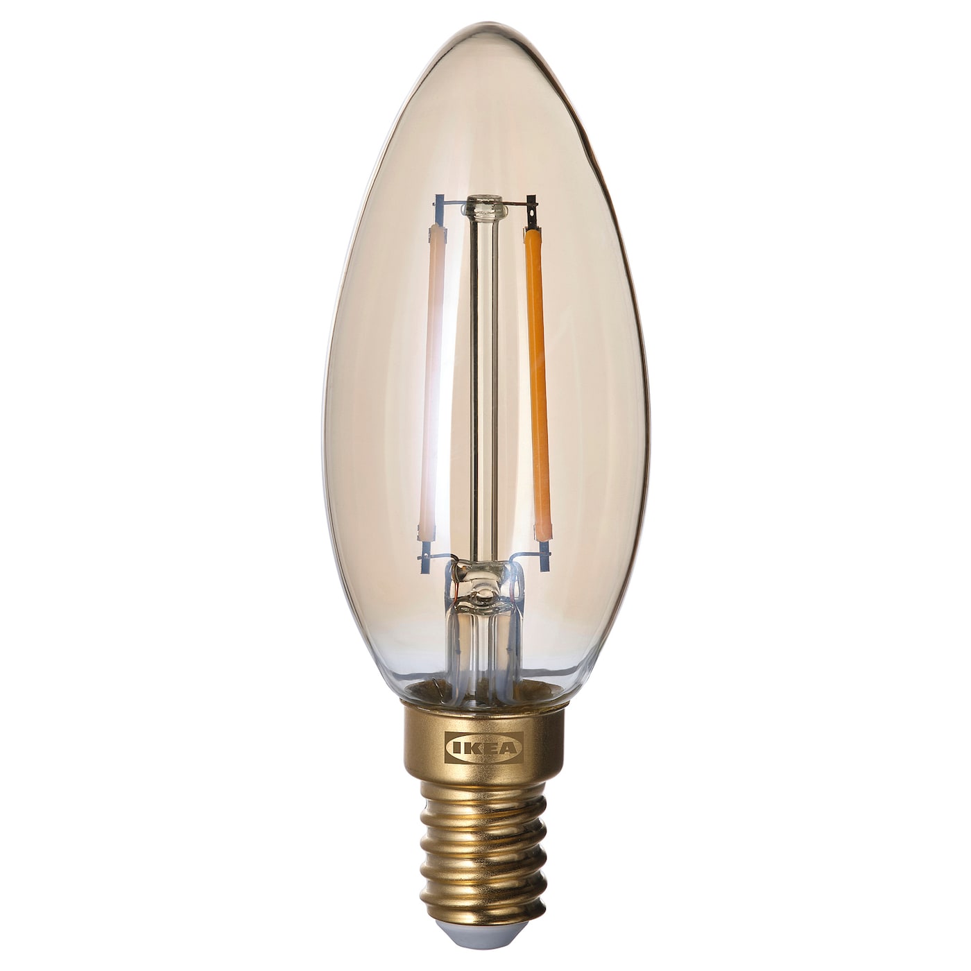 IKEA LUNNOM Żarówka LED E14 210 lumenów, można przyciemniać/żyrandol brązowe szkło przezroczyste, Temperatura barwowa: 2200 Kelwin