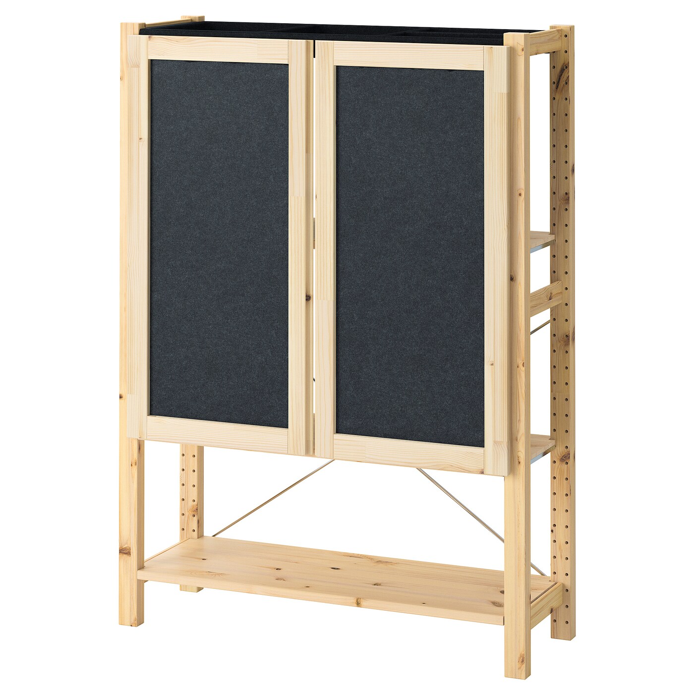 IKEA IVAR regał z drzwiami, sosna/filc filc, 89x30x124 cm