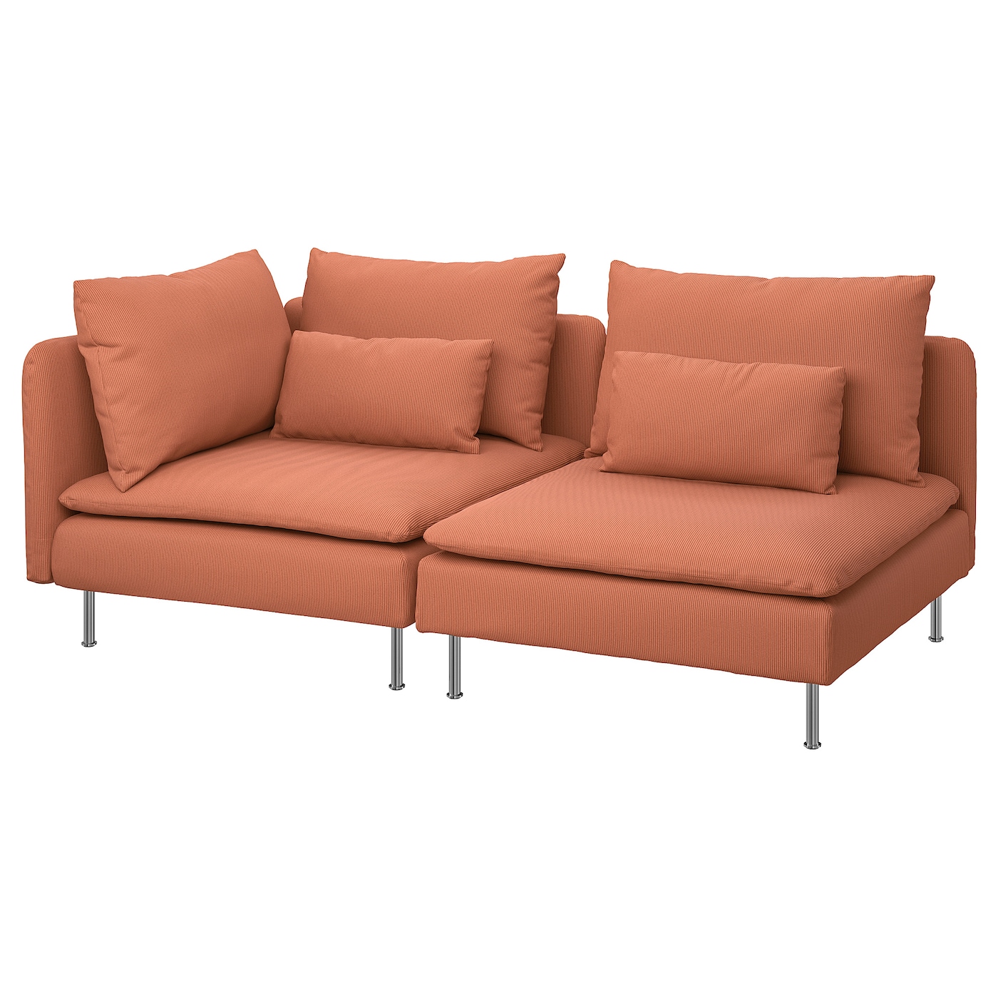 IKEA SÖDERHAMN sofa 3-osobowa, z otwartym końcem/Kelinge rdzawy, Wysokość z poduchami oparcia: 83 cm