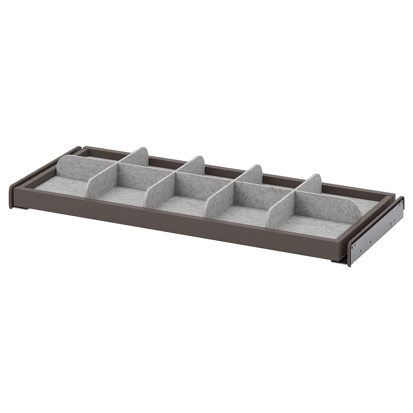IKEA KOMPLEMENT wysuwana półka z przegrodą, ciemnoszary/jasnoszary, 75x35 cm