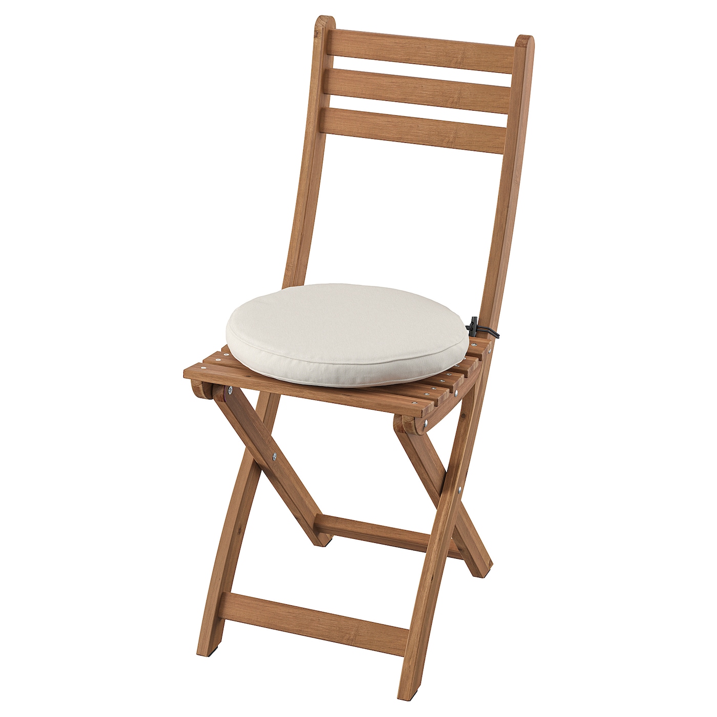 IKEA ASKHOLMEN krzesło, ogrodowe, składany ciemnobrązowy/Frösön/Duvholmen beżowy, Szerokość siedziska: 36 cm