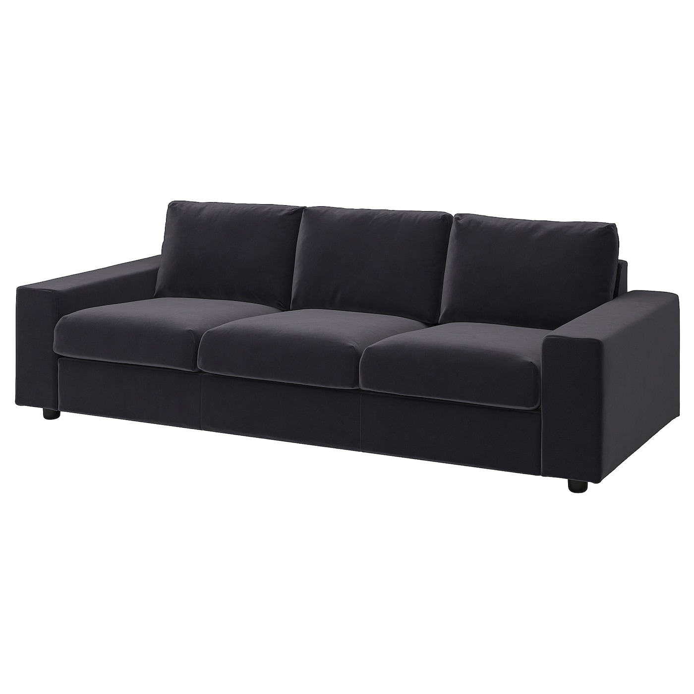 IKEA VIMLE sofa 3-osobowa, z szerokimi podłokietnikami/Djuparp ciemnoszary, Wysokość z poduchami oparcia: 83 cm