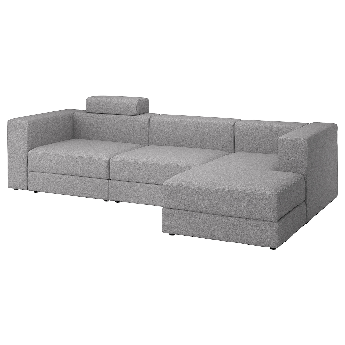 IKEA JÄTTEBO 4-osob sofa modułowa z szezlongiem, prawy z zagłówkiem/Tonerud szary, Szerokość: 310 cm