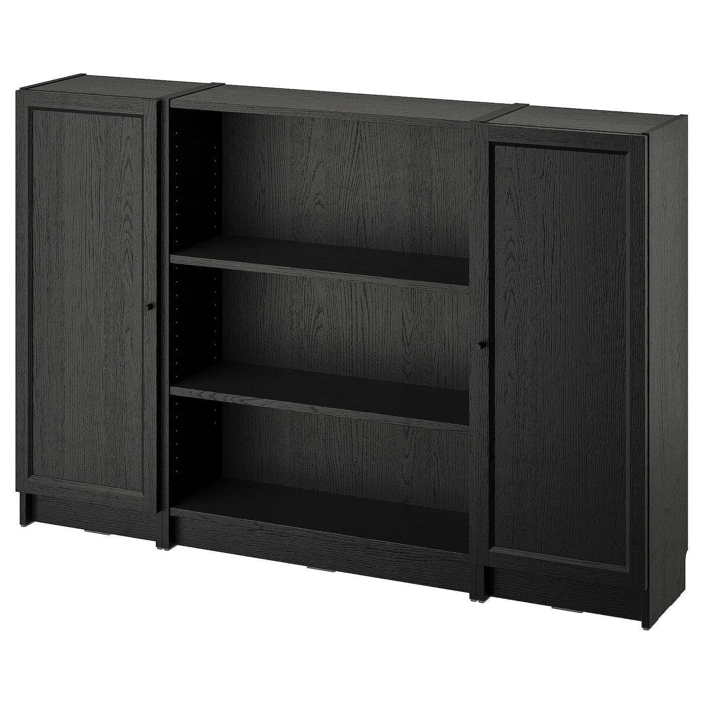 IKEA BILLY / OXBERG kombinacja regałowa z drzwiami, czarny imit. dębu, 160x106 cm