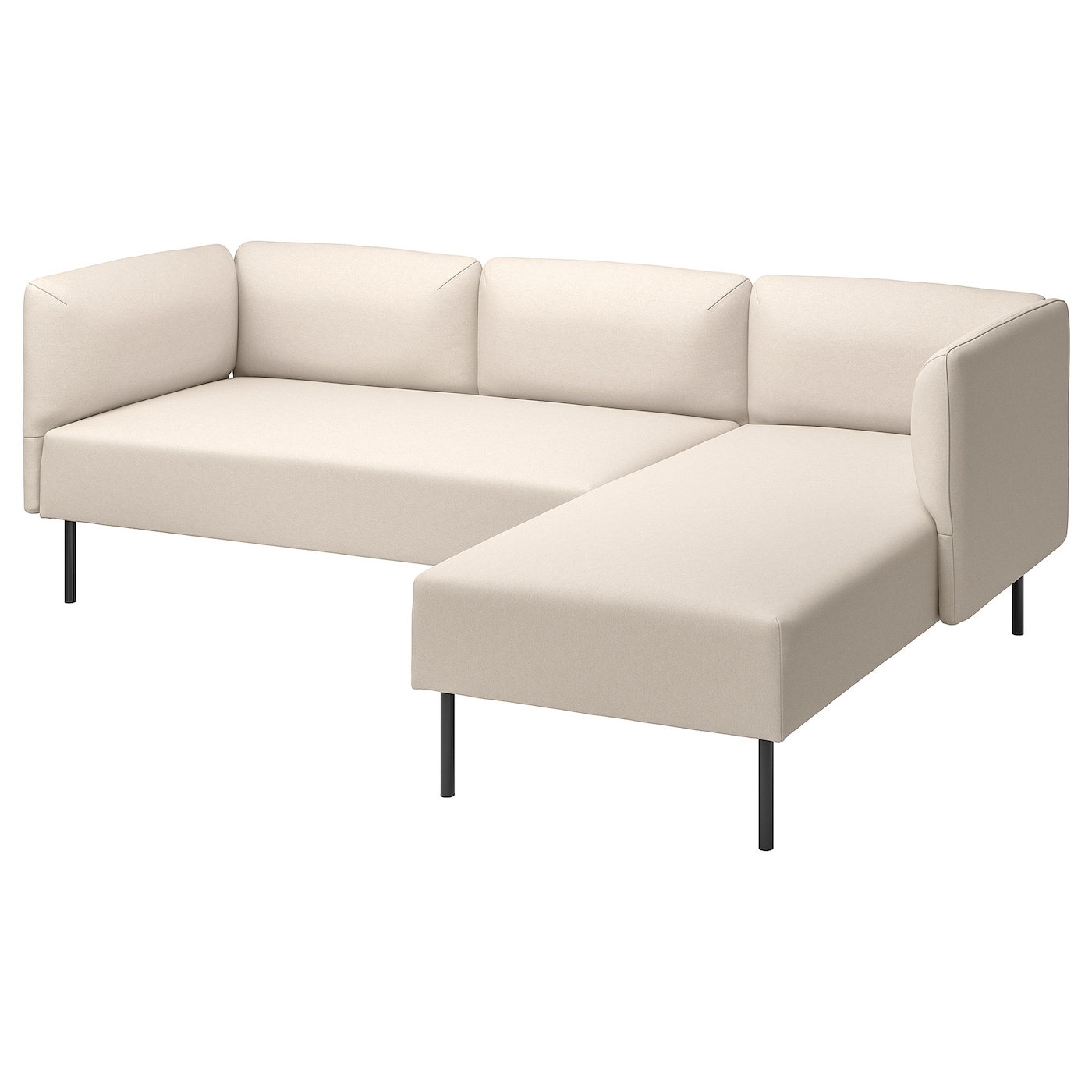 IKEA LILLEHEM 3-osob sofa modułowa z szezlongiem, Vissle/beżowy metal, Szerokość: 224 cm