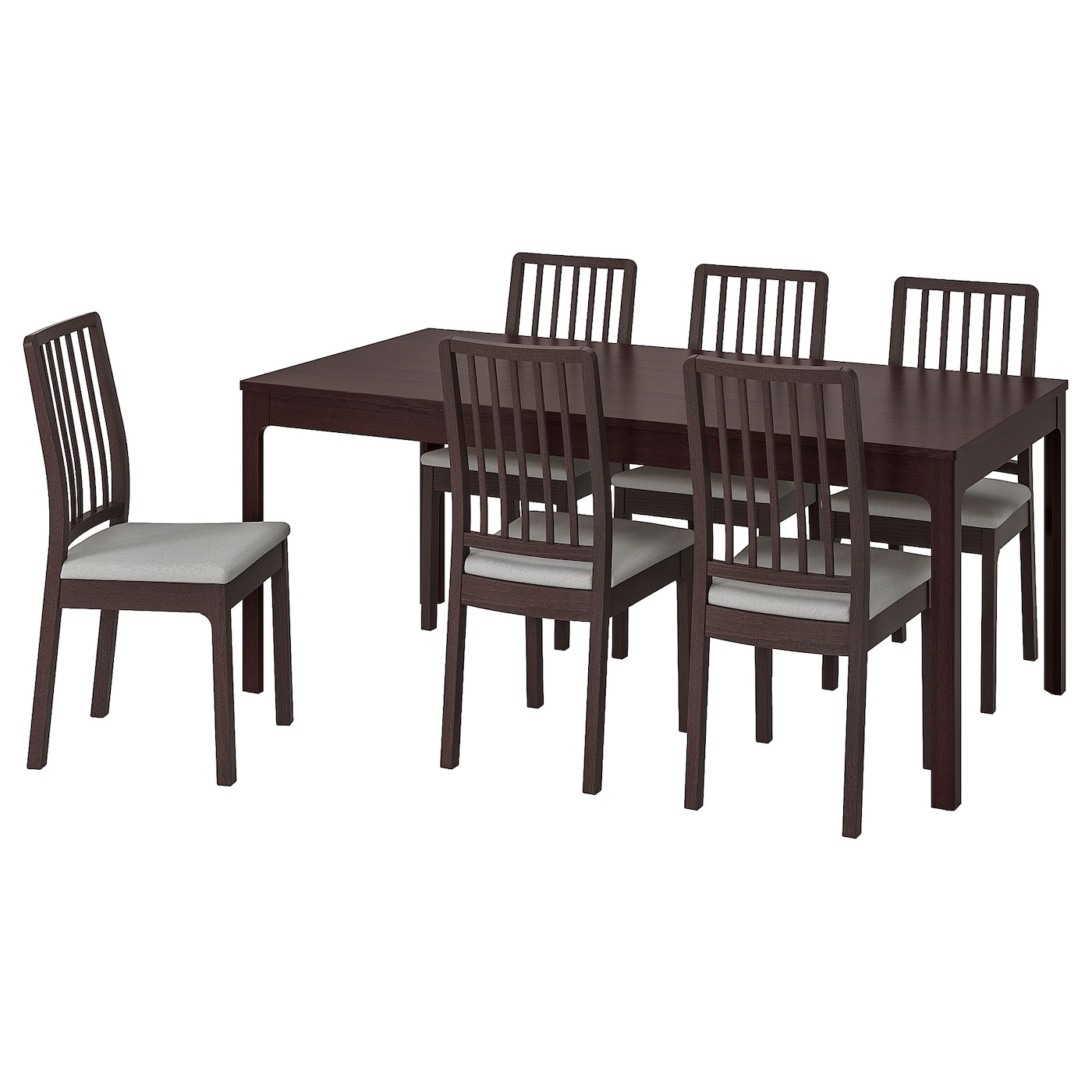 IKEA EKEDALEN / EKEDALEN stół i 6 krzeseł, ciemnobrązowy/Orrsta jasnoszary, 180/240 cm