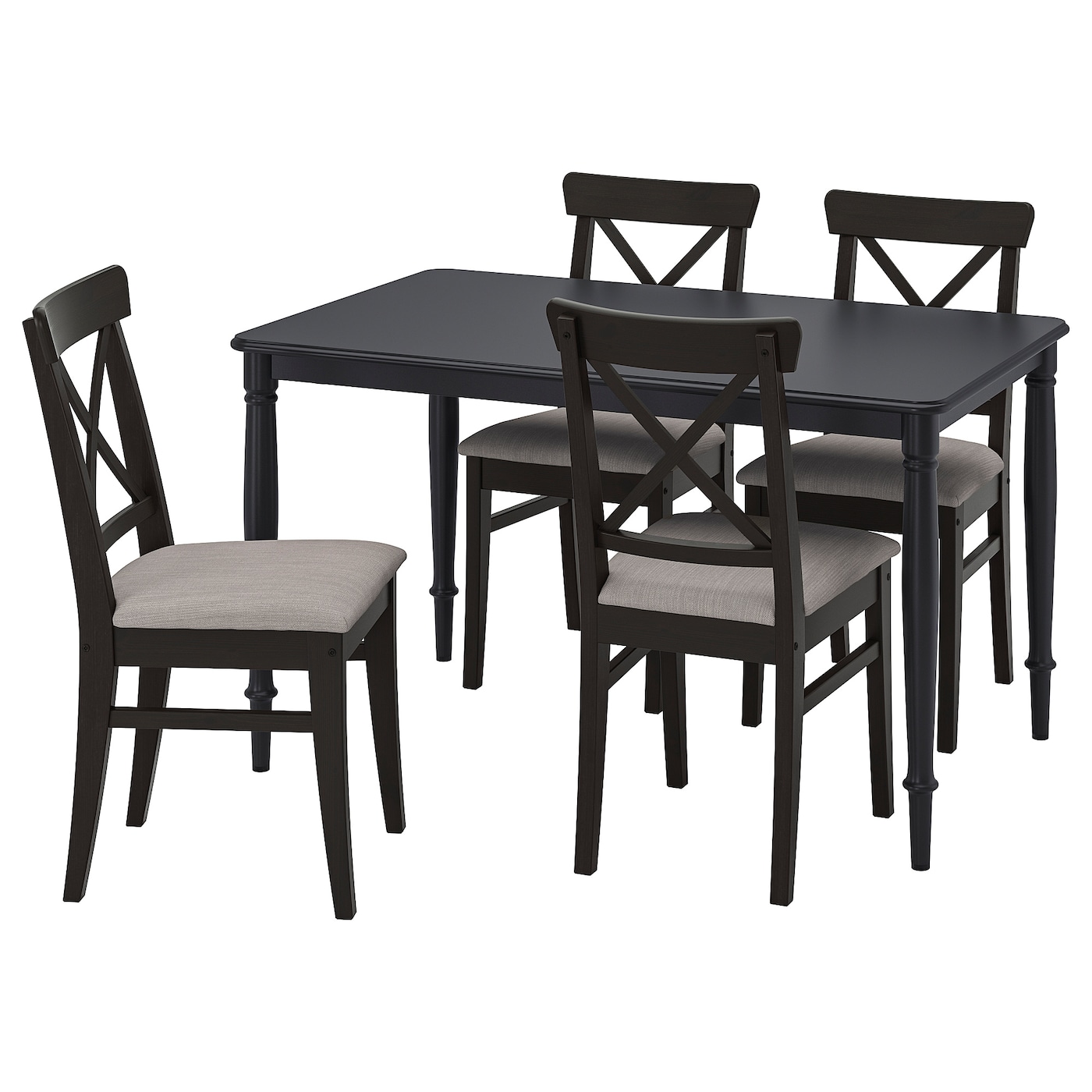 IKEA DANDERYD / INGOLF stół i 4 krzesła, czarny/Nolhaga szarobeżowy, 130 cm