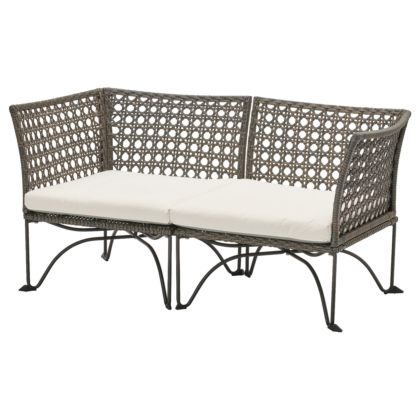 IKEA JUTHOLMEN 2-osobowa sofa modułowa, zewn, ciemnoszary/Kuddarna jasny szarobeżowy, 146x73 cm