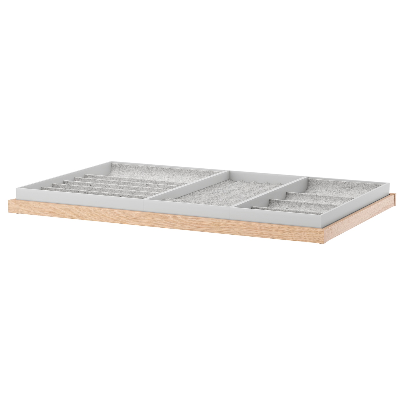 IKEA KOMPLEMENT wysuwana półka z wkładem, imitacja dębu bejcowanego na biało, 100x58 cm