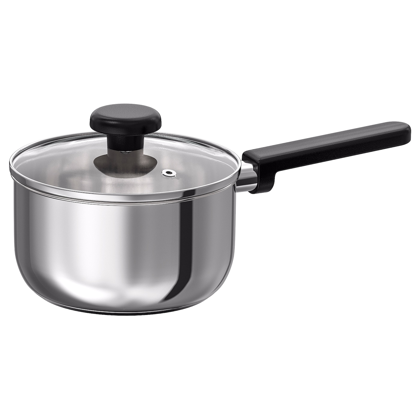 IKEA MIDDAGSMAT rondel z pokrywką, szkło bezbarwne/stal nierdz, 2 l