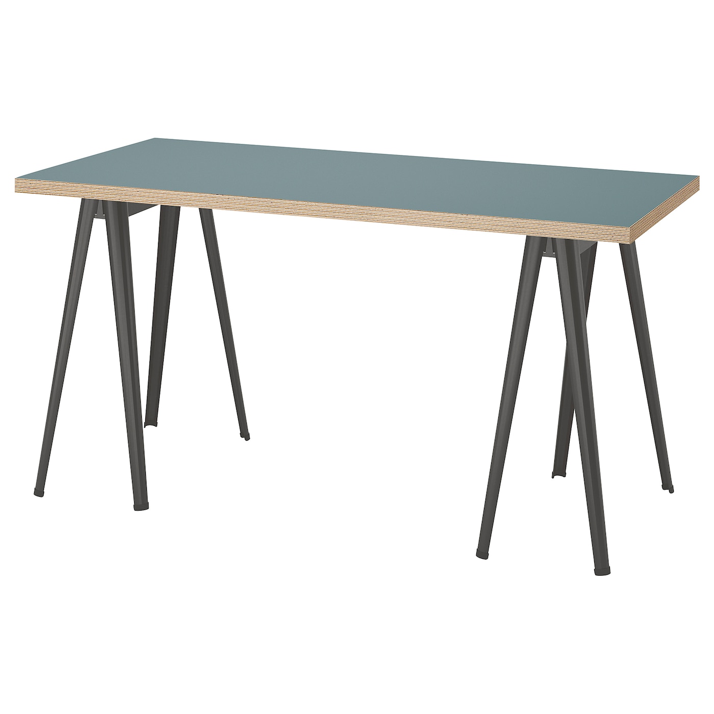 IKEA LAGKAPTEN / NÄRSPEL biurko, szaroturkusowy/ciemnoszary, 140x60 cm