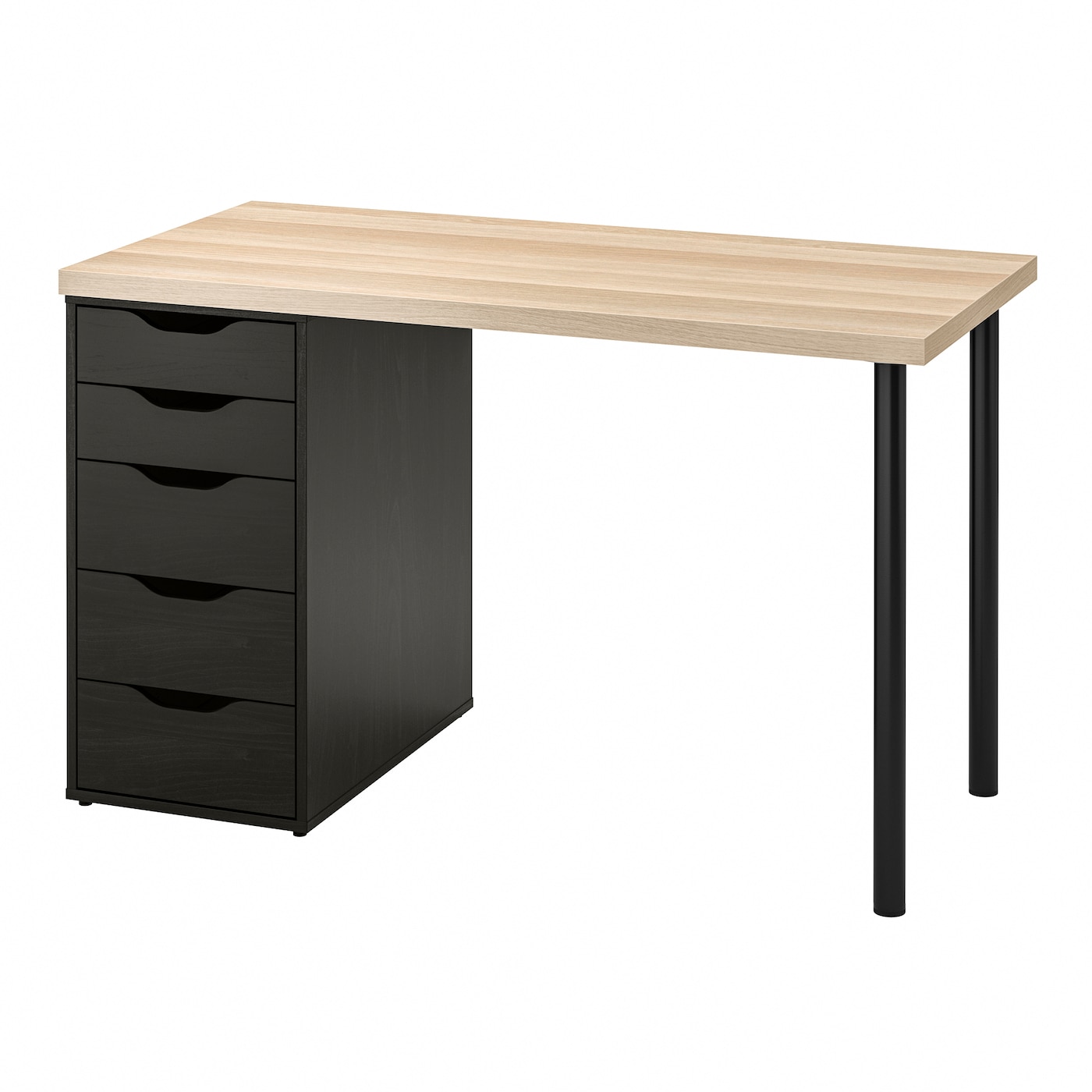 IKEA LAGKAPTEN / ALEX biurko, imitacja dębu bejcowanego na biało/czarnybrąz, 120x60 cm