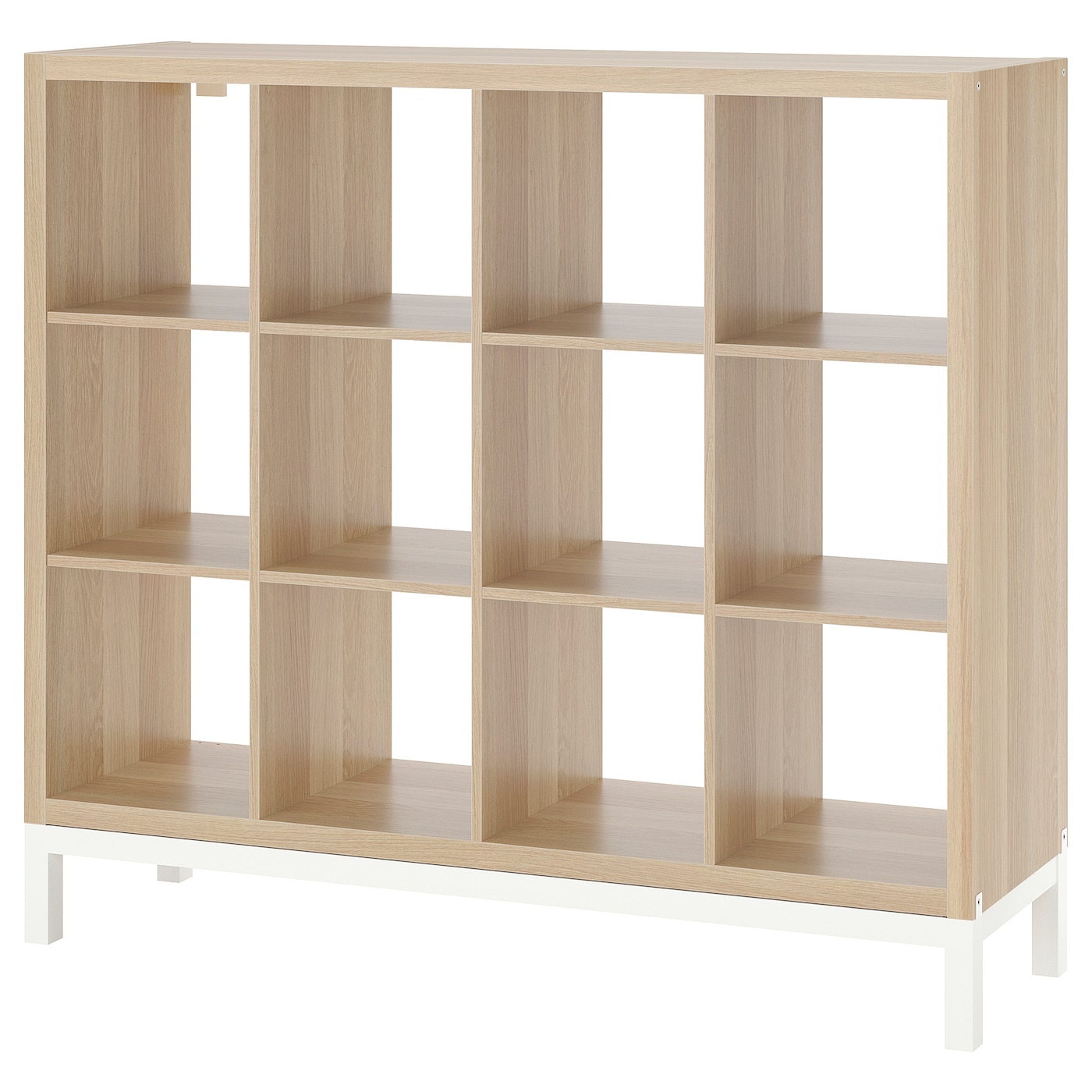 IKEA KALLAX regał z ramą nośną, imitacja dębu bejcowanego na biało/biały, 147x129 cm