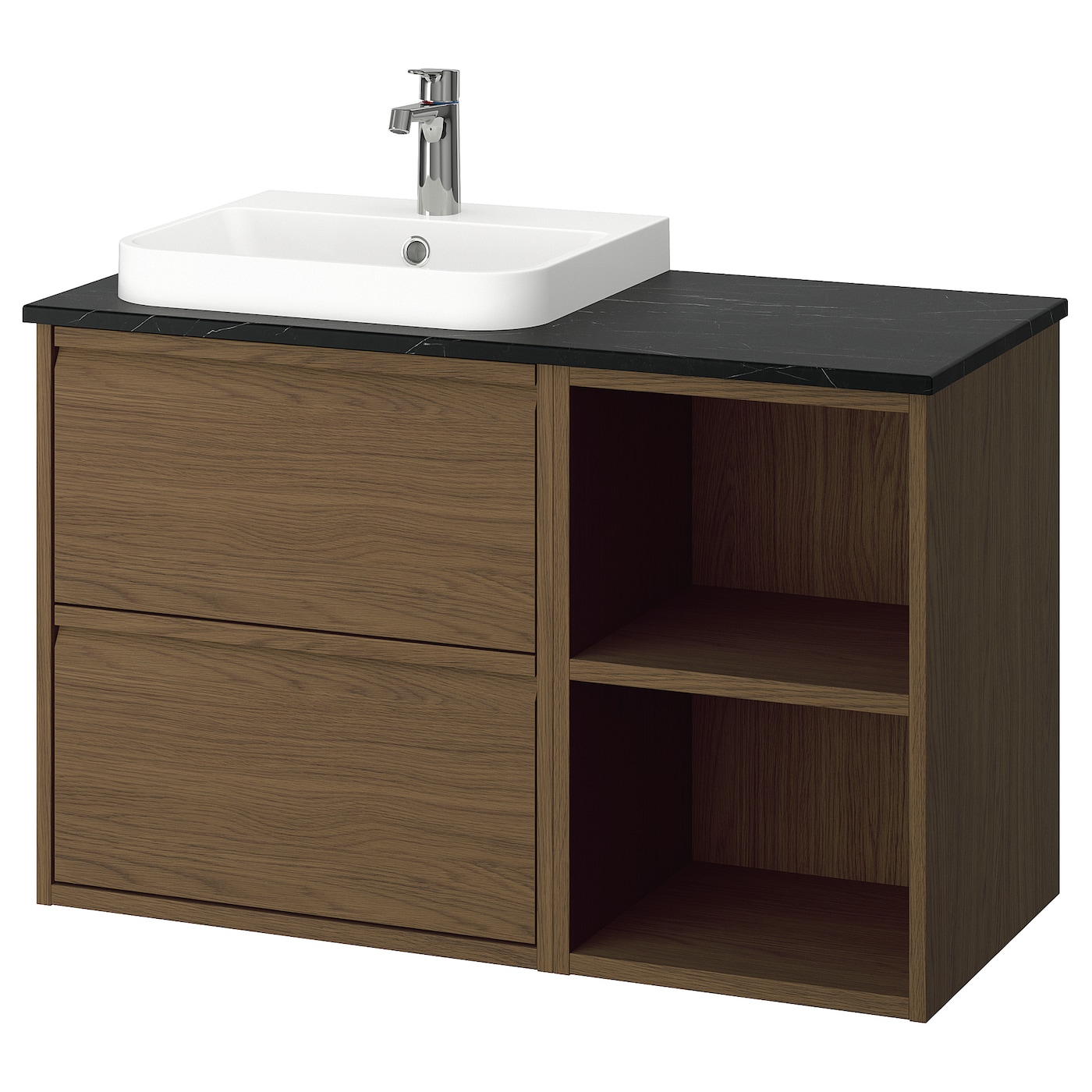 IKEA ÄNGSJÖN / BACKSJÖN szafka pod umyw/umywalka/bateria, brązowy imit. dębu, 102x49x71 cm