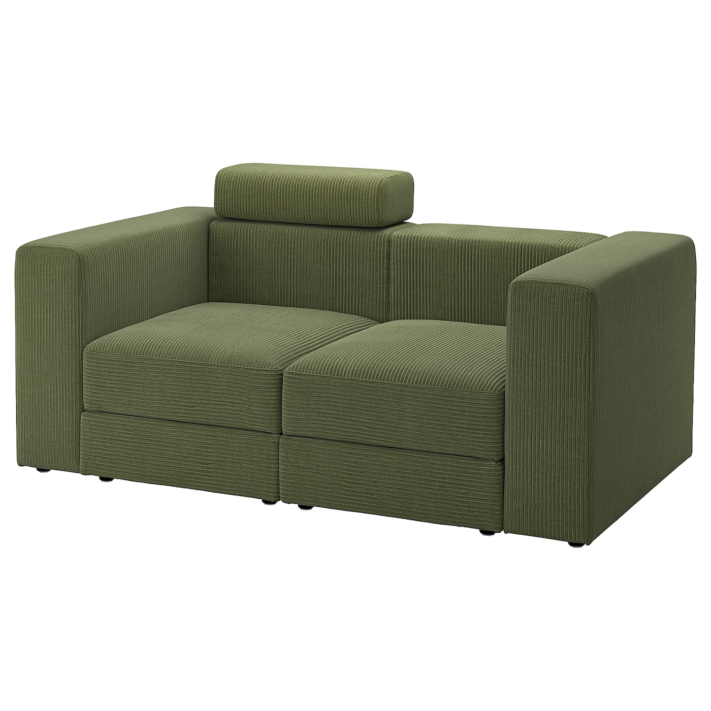 IKEA JÄTTEBO Sofa modułowa, 2-osobowa, z zagłówkiem/Samsala ciemny żółto-zielony, Głębokość: 95 cm