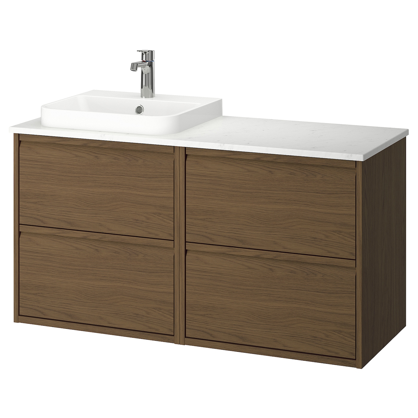 IKEA ÄNGSJÖN / BACKSJÖN szafka pod umyw/umywalka/bateria, brązowy imit. dębu, 122x49x71 cm