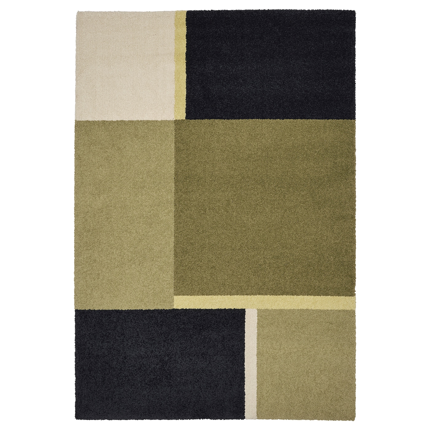 IKEA SKRIFTSPRÅK dywan z krótkim włosiem, beżowo-zielony/granatowy, 200x300 cm