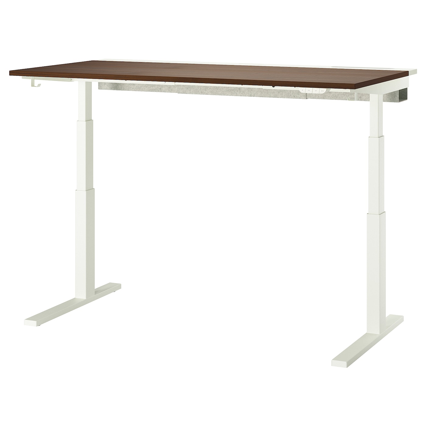 IKEA MITTZON biurko z regulacją wysokości, elektryczny okleina orzechowa/biały, 160x80 cm