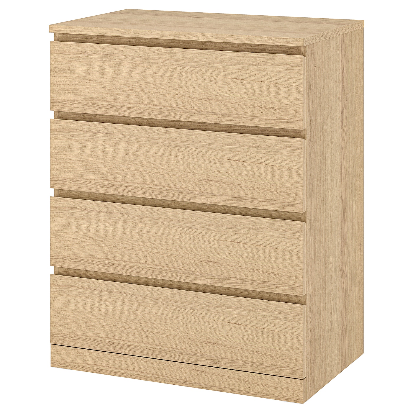 IKEA MALM komoda, 4 szuflady, okleina dębowa bejcowana na biało, 80x100 cm