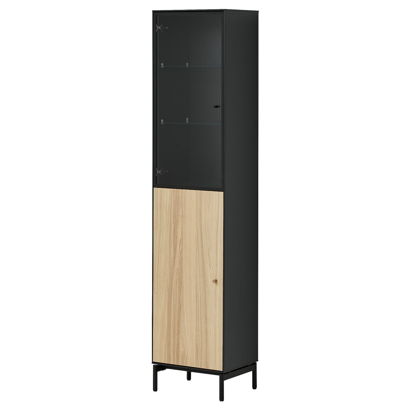 IKEA BOASTAD szafka wysoka, czarny/okl dęb, 41x32x185 cm