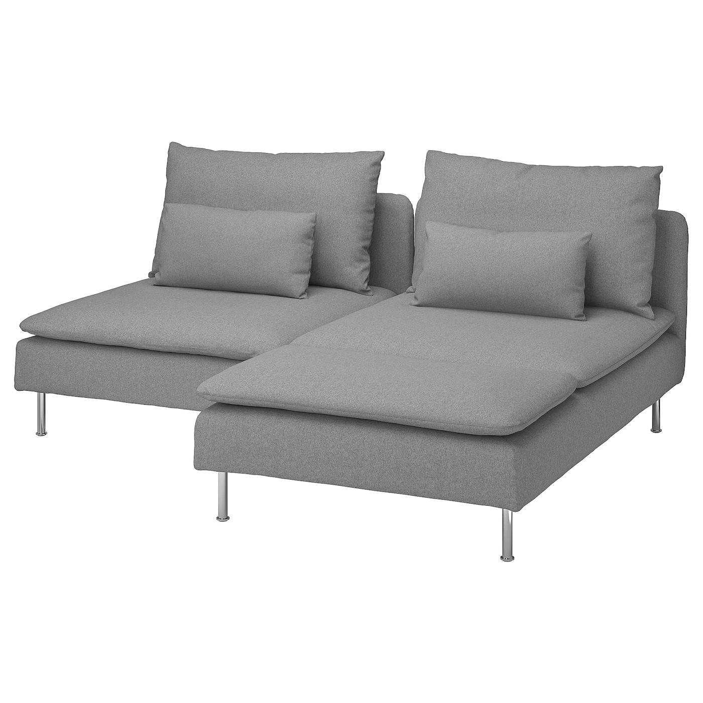 IKEA SÖDERHAMN Sofa 2-os. z leżanką, Tonerud szary, Wysokość z poduchami oparcia: 83 cm