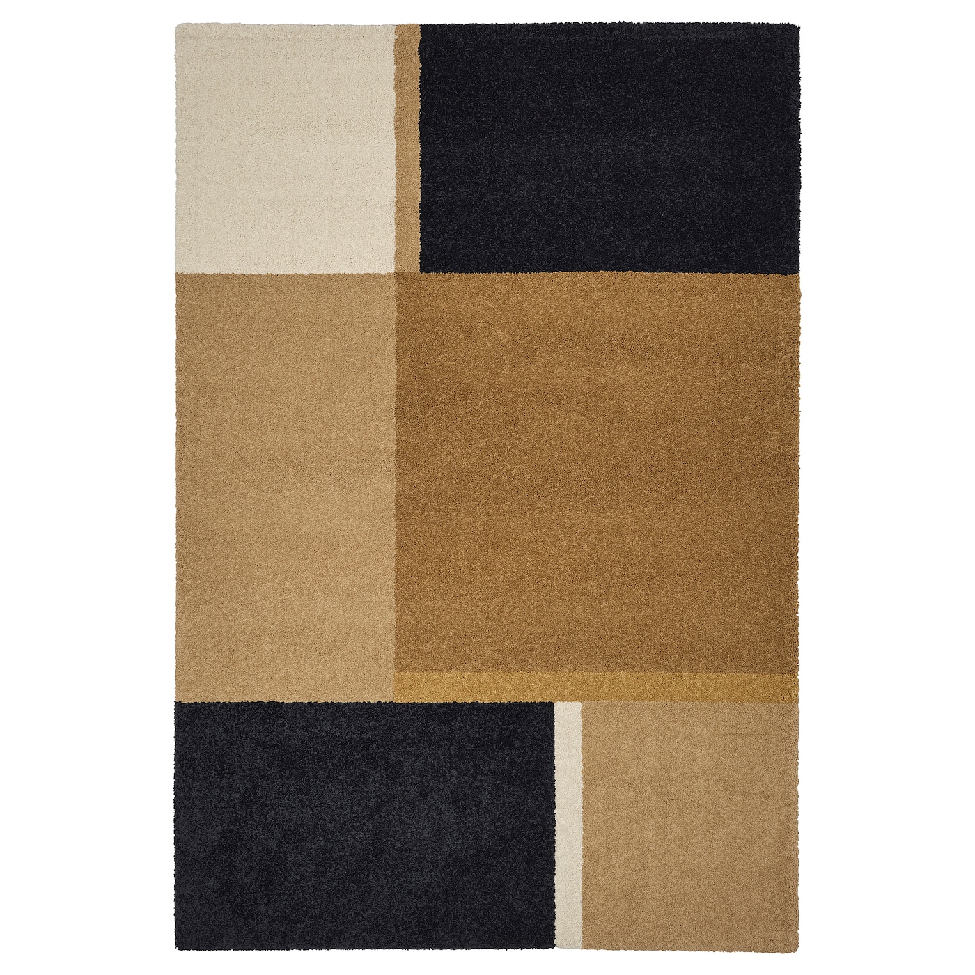 IKEA SKRIFTSPRÅK dywan z krótkim włosiem, żółtobrązowy/granatowy, 133x195 cm