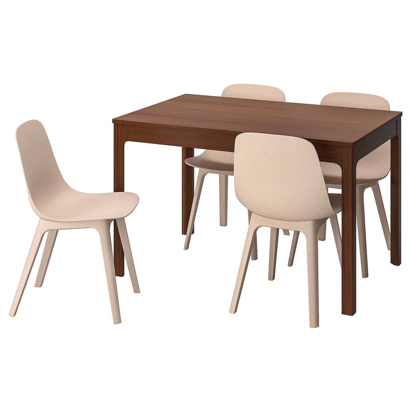 IKEA EKEDALEN / ODGER stół i 4 krzesła, brązowy/biały beżowy, 120/180 cm