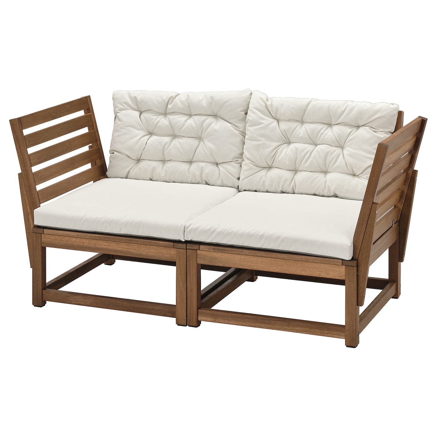 IKEA NÄMMARÖ 2-osobowa sofa modułowa, zewn, podłokietnik bejca jasnobrązowa/Kuddarna jasny szarobeżowy, Szerokość: 147 cm