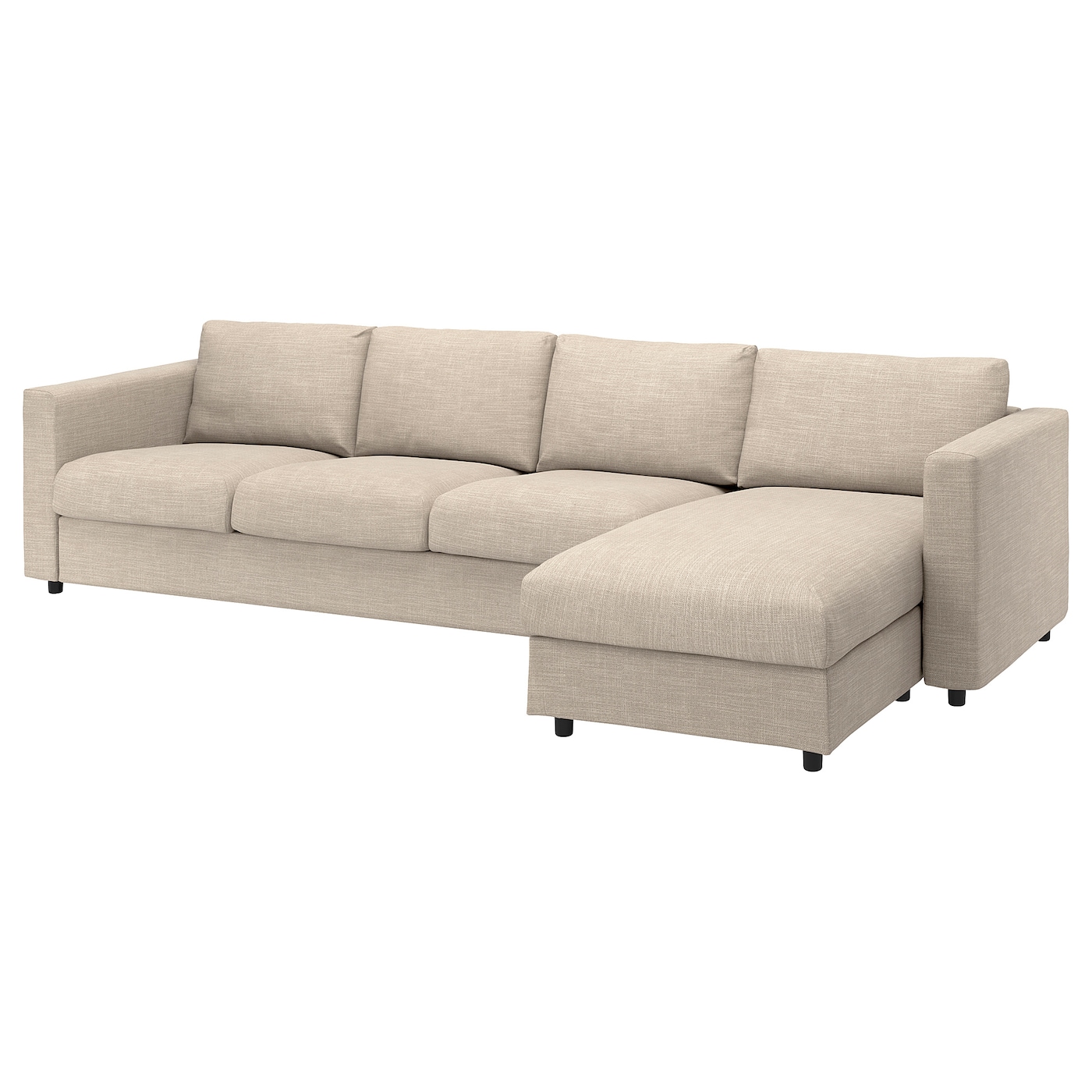 IKEA VIMLE sofa 4-osobowa, z szezlongiem/Hillared beżowy, Wysokość z poduchami oparcia: 83 cm