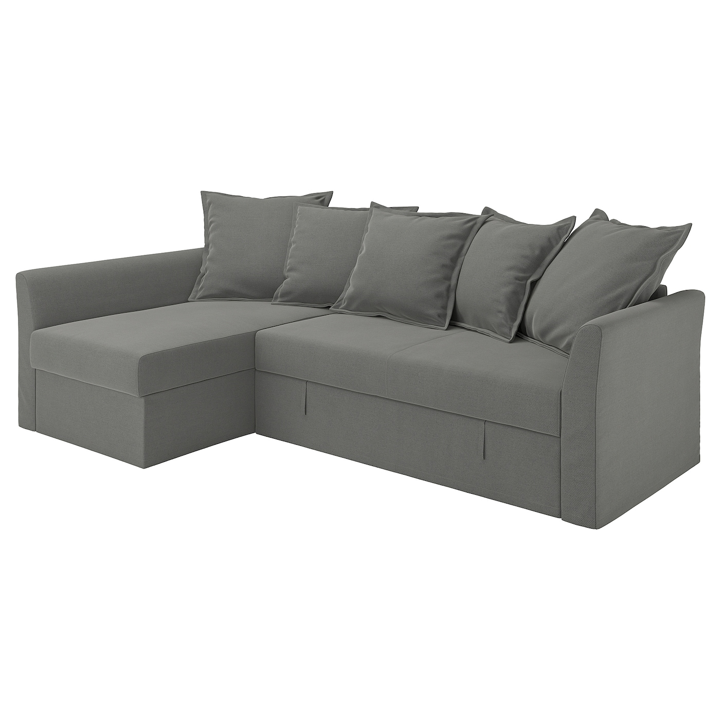 IKEA HOLMSUND narożnik z funkcją spania, Borgunda ciemnoszary, Wysokość z poduchami oparcia: 96 cm