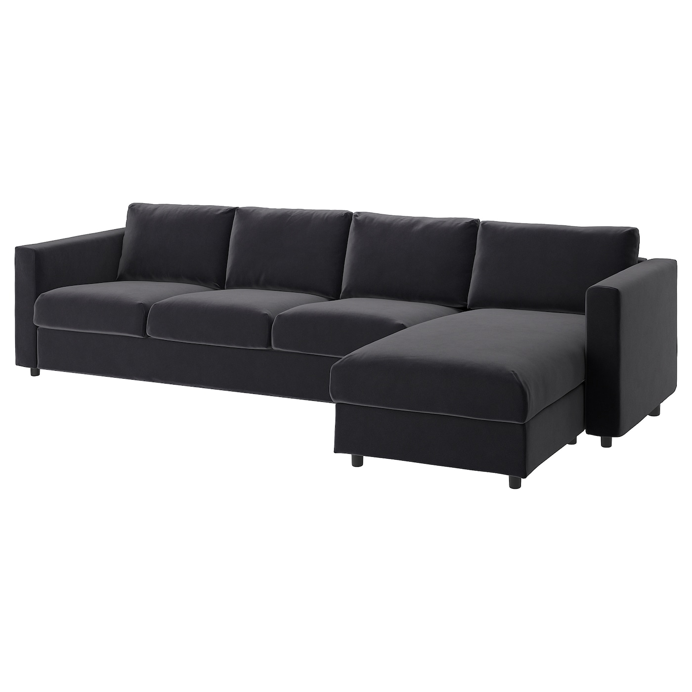 IKEA VIMLE sofa 4-osobowa, z szezlongiem/Djuparp ciemnoszary, Wysokość z poduchami oparcia: 83 cm