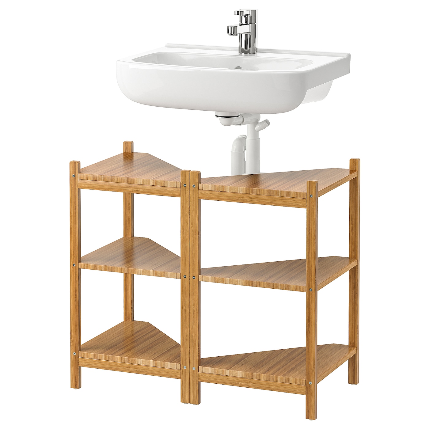 IKEA RÅGRUND / BJÖRKÅN regał narożny pod umywalkę, bambus
