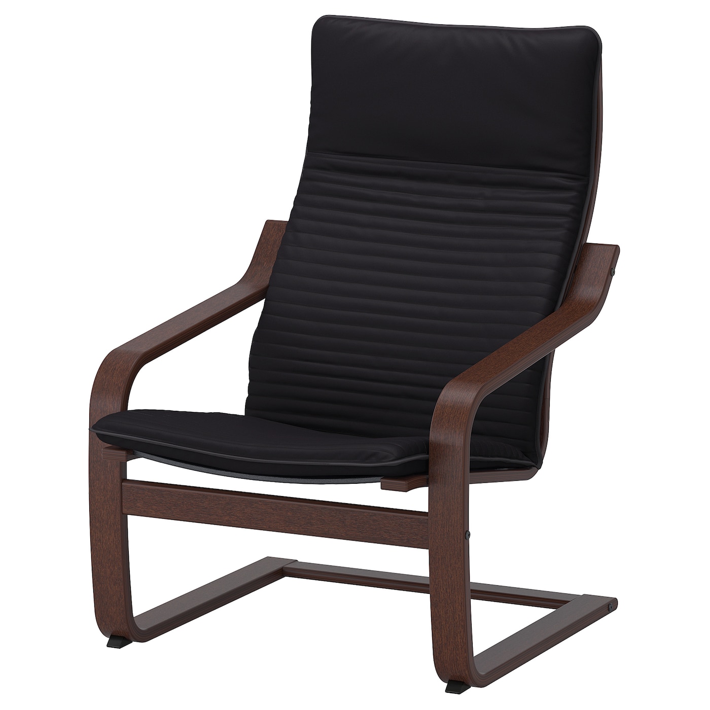 IKEA POÄNG fotel, brązowy/Knisa czarny, Szerokość: 68 cm