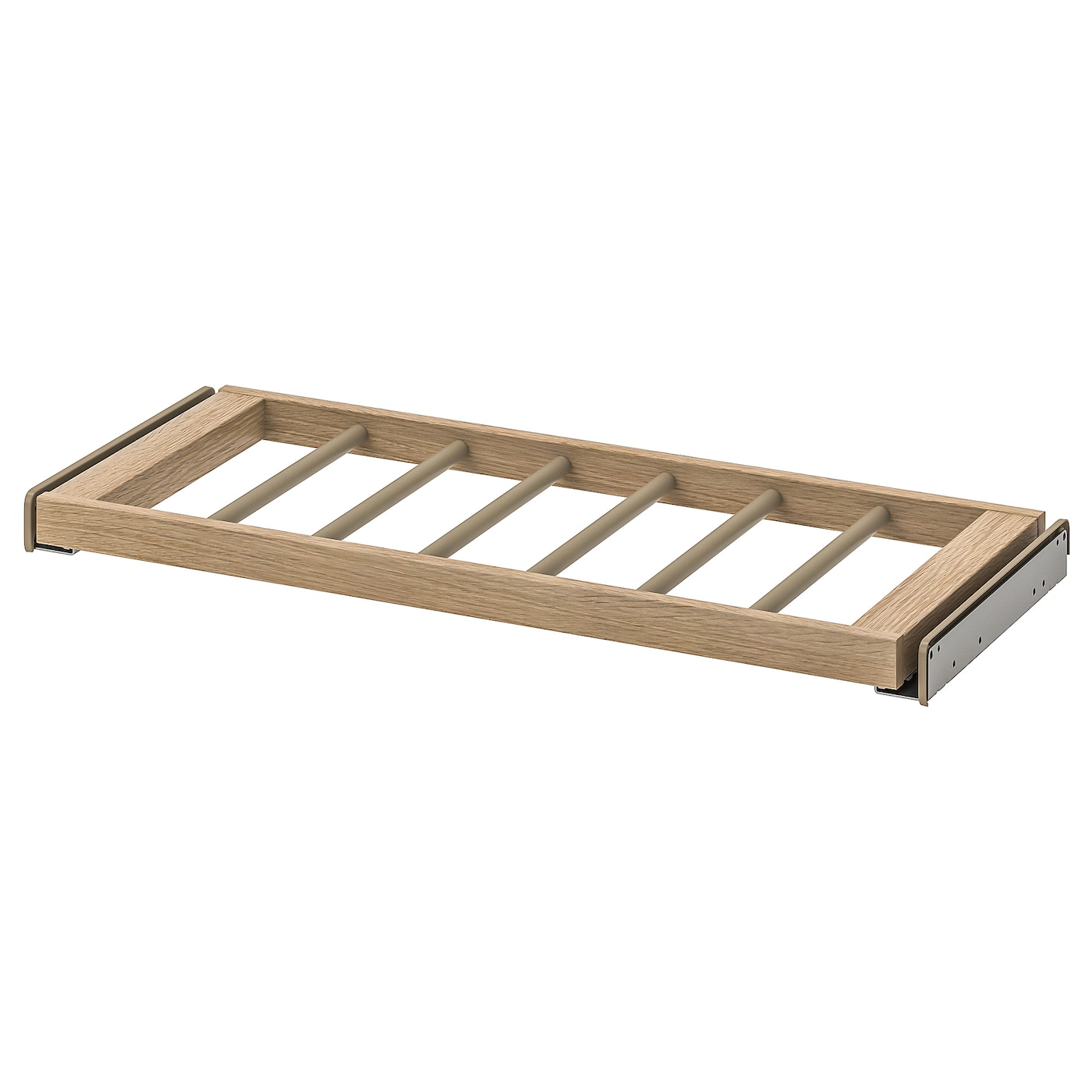 IKEA KOMPLEMENT wysuwany wieszak na spodnie, imitacja dębu bejcowanego na biało, 75x35 cm