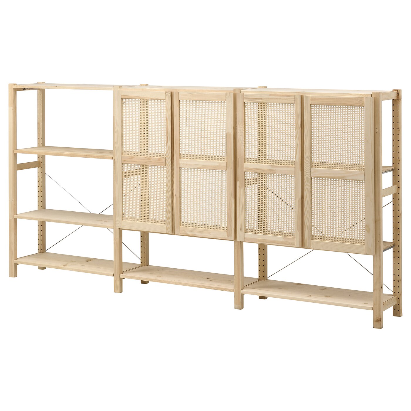 IKEA IVAR regał z drzwiami, sosna, 259x30x124 cm