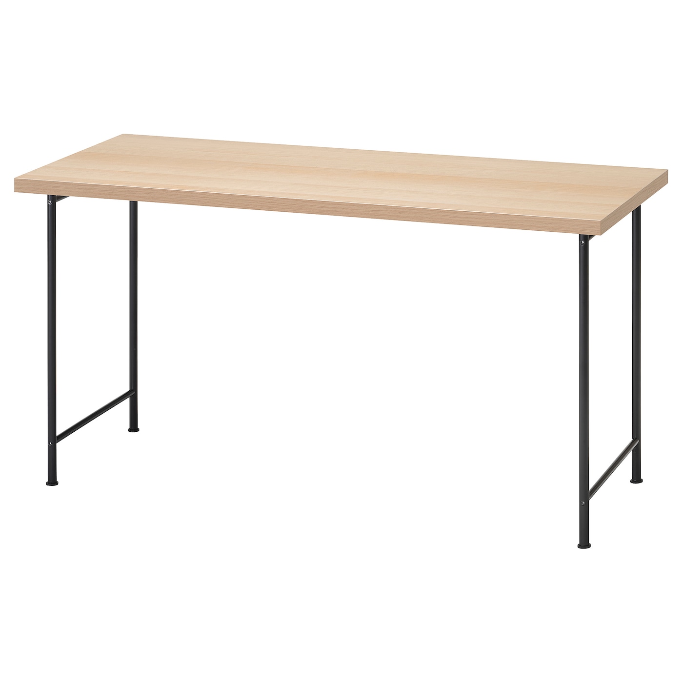 IKEA LAGKAPTEN / SPÄND biurko, imitacja dębu bejcowanego na biało/czarny, 140x60 cm