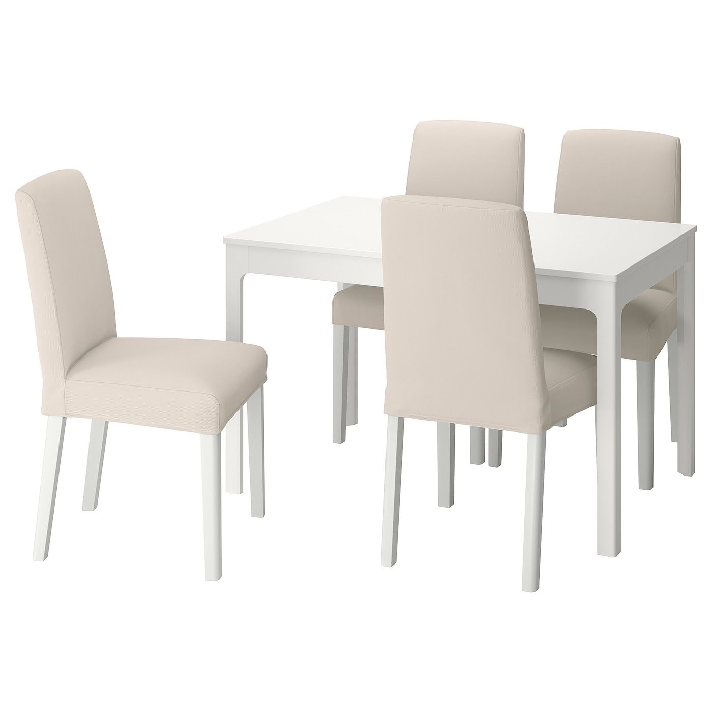 IKEA EKEDALEN / BERGMUND stół i 4 krzesła, biały/Hallarp beżowy/biały, 120/180 cm