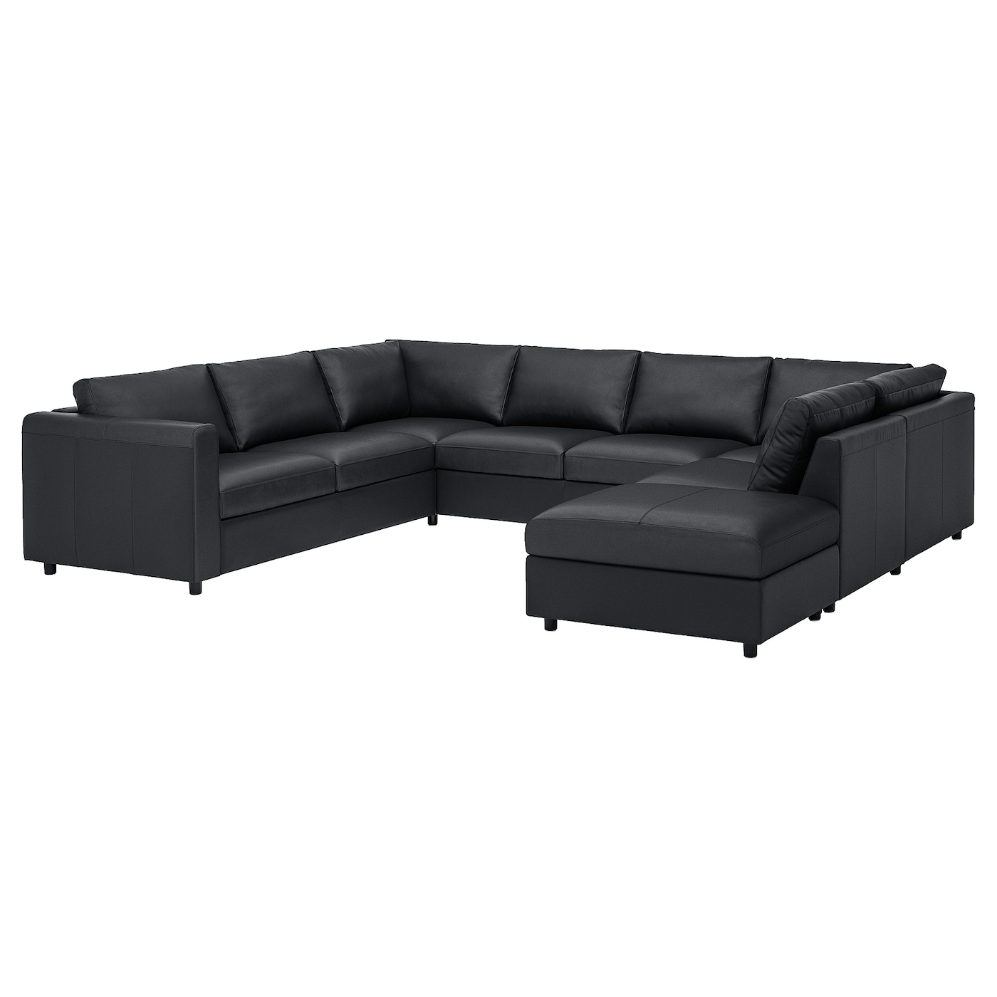 IKEA VIMLE sofa w kształcie litery U, 6-osob, z otwartym końcem/Grann/Bomstad czarny, Wysokość z poduchami oparcia: 80 cm