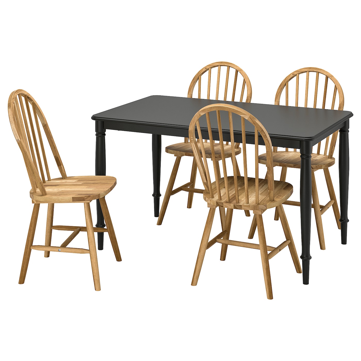 IKEA DANDERYD / SKOGSTA stół i 4 krzesła, czarny/akacja, 130 cm