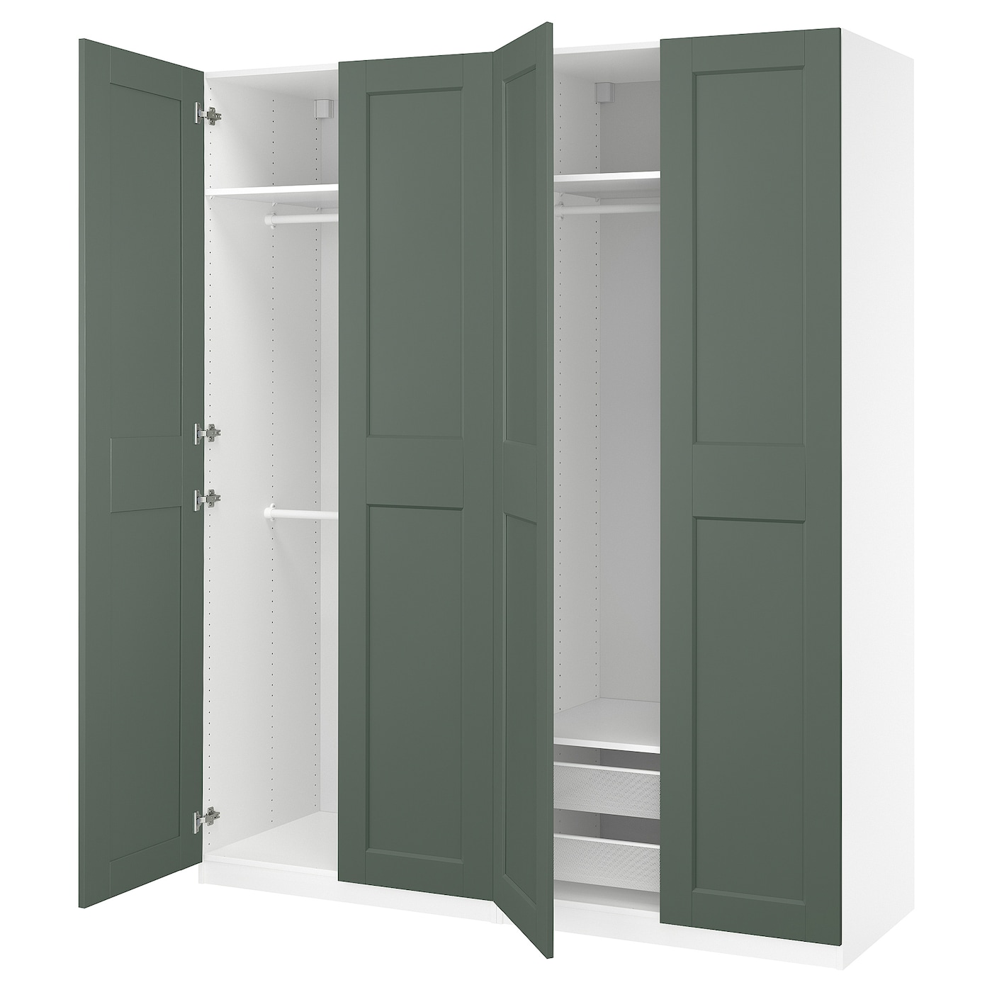 IKEA PAX / GRIMO kombinacja szafy, biały/szarozielony, 200x60x236 cm