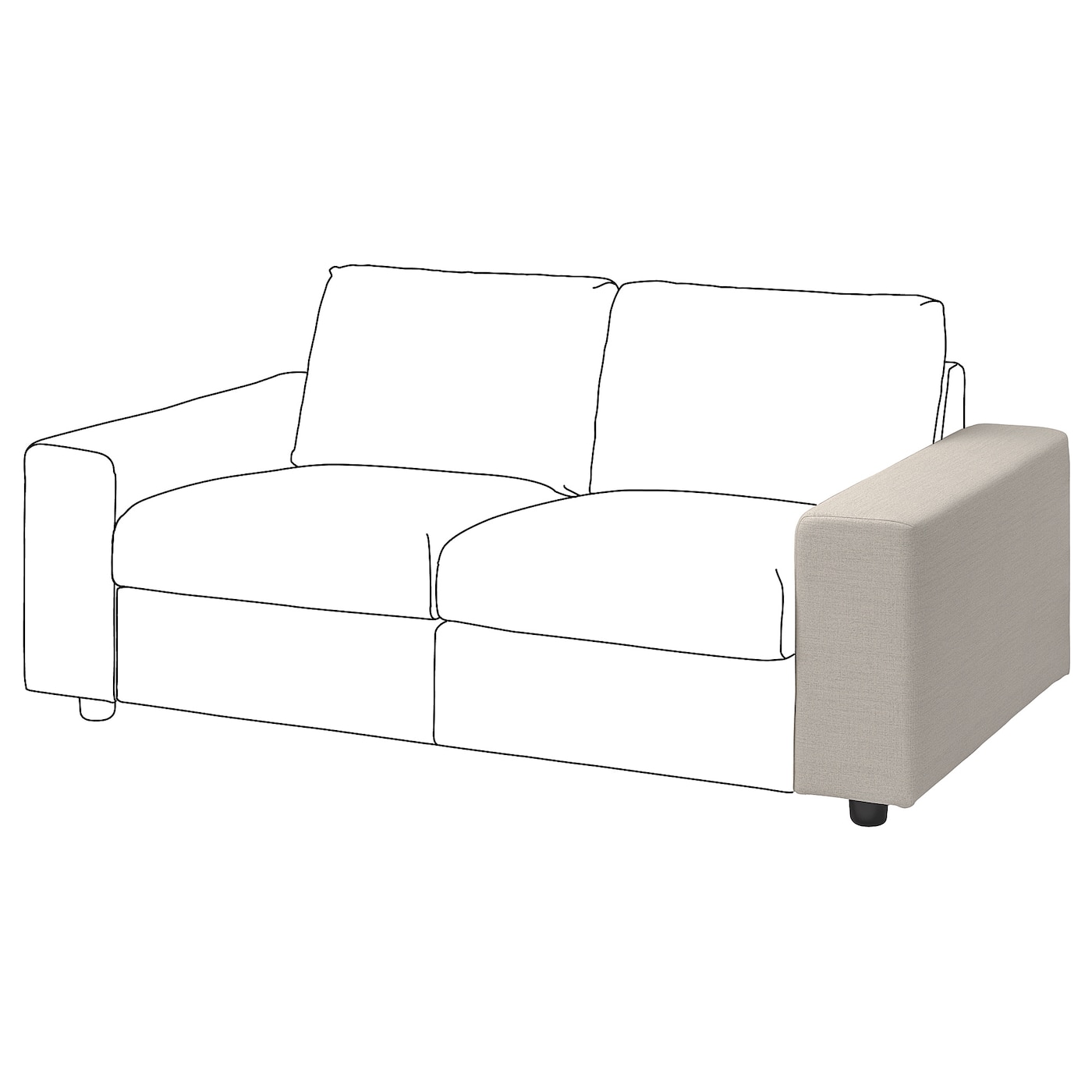IKEA VIMLE podłokietnik, z szerokimi podłokietnikami/Gunnared beżowy, Głębokość: 93 cm