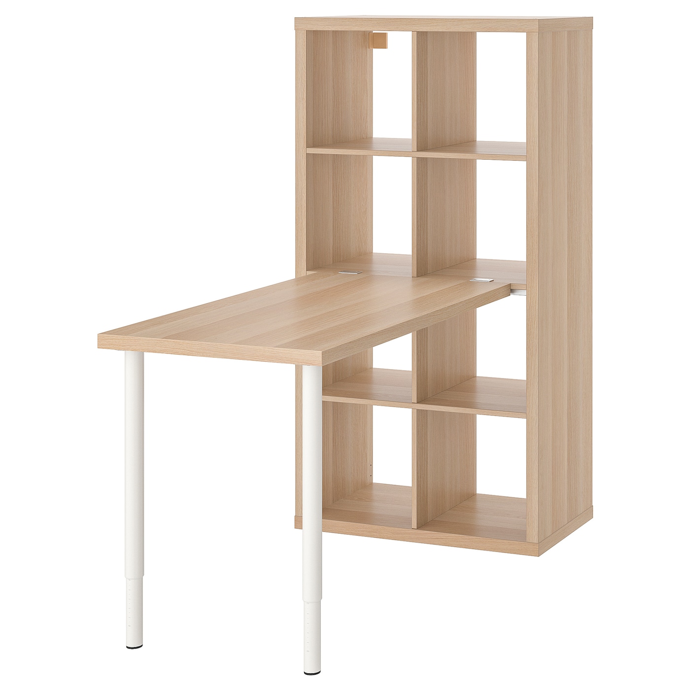 IKEA KALLAX / LINNMON biurko, biały/imitacja dębu bejcowanego na biało, 77x139x147 cm