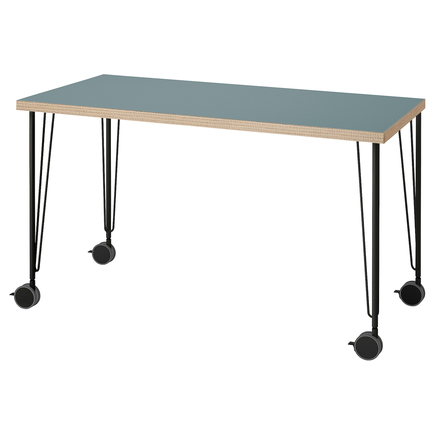 IKEA LAGKAPTEN / KRILLE biurko, szaroturkusowy/czarny, 120x60 cm
