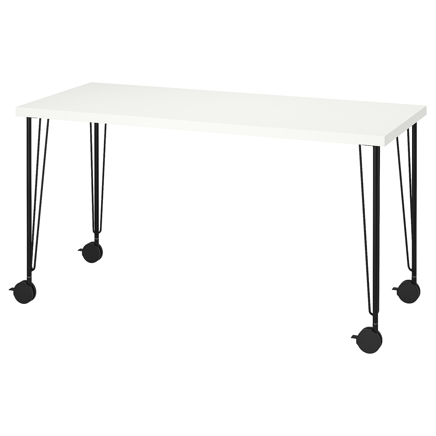 IKEA LAGKAPTEN / KRILLE biurko, biały/czarny, 140x60 cm